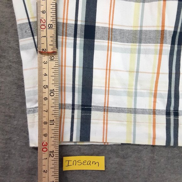 Lija Plaid Golf Shorts Cream Blue Orange Size 6 Bermuda Outdoor Preppy Easy Care - Picture 6 of 10